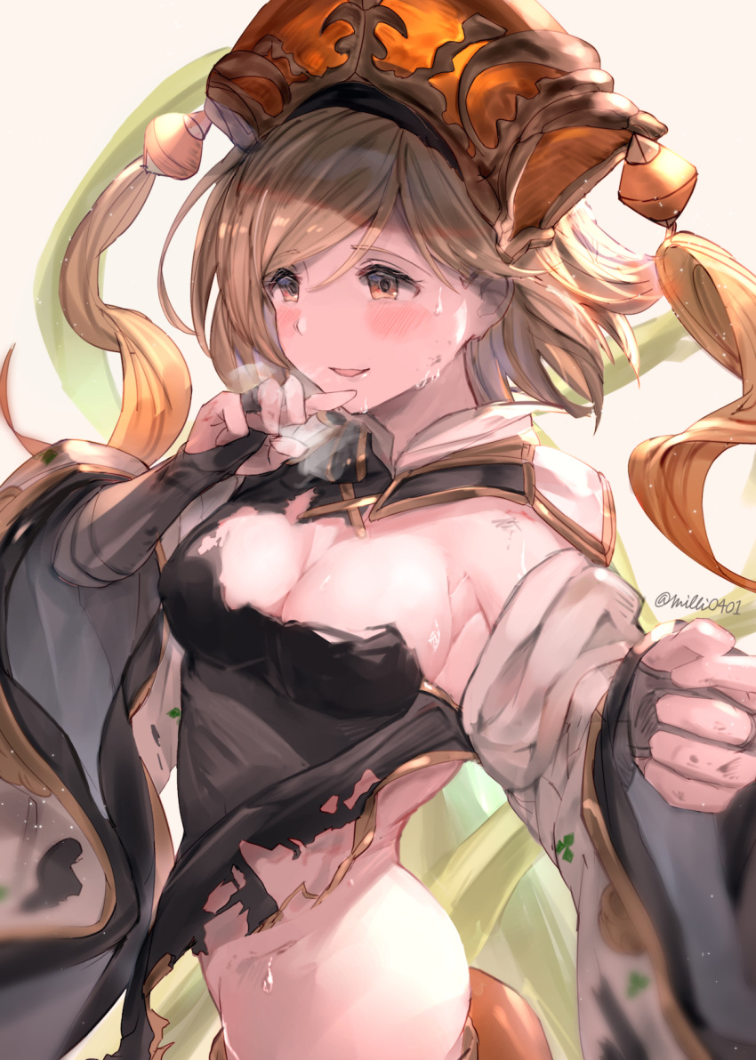 cleavage djeeta_(granblue_fantasy) granblue_fantasy milli_little torn_clothes