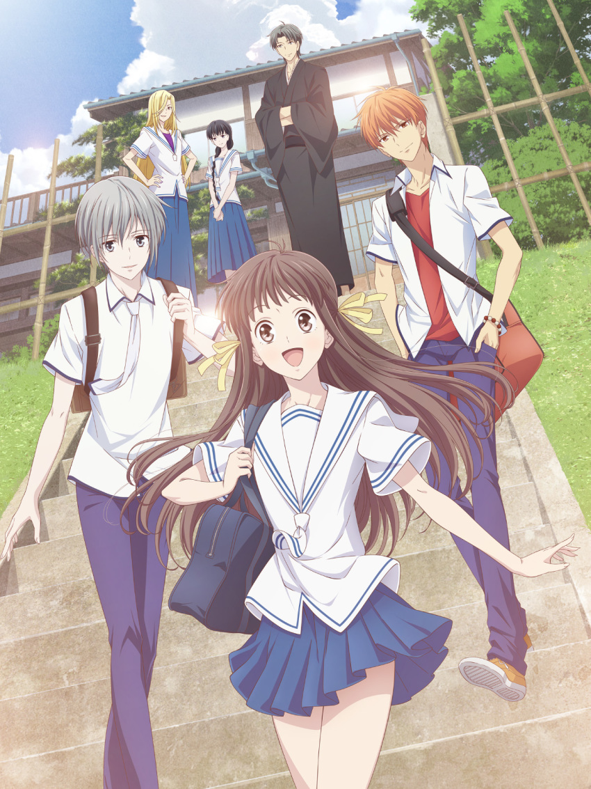 fruits_basket hanajima_saki honda_tohru seifuku sohma_kyo sohma_shigure sohma_yuki tagme uotani_arisa yukata