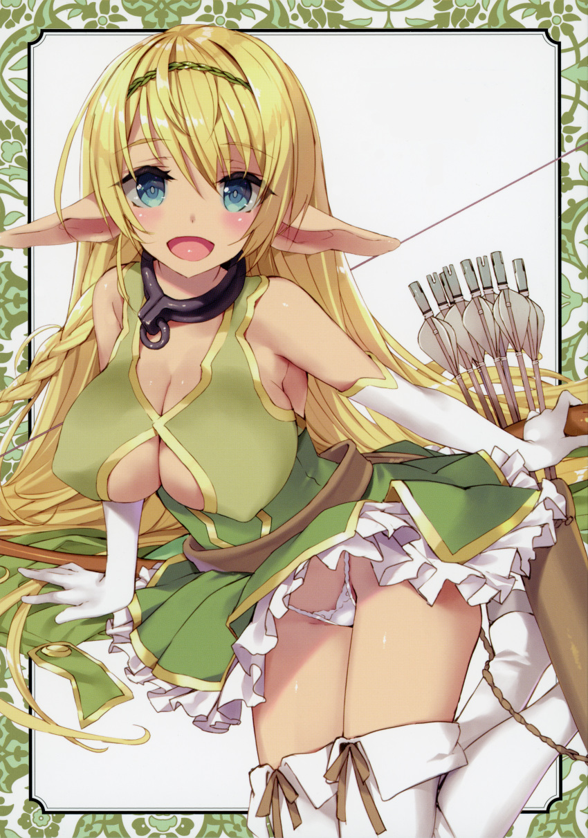 breasts elf isekai_maou_to_shoukan_shoujo_no_dorei_majutsu pointy_ears shera_l._greenwood tsurusaki_takahiro