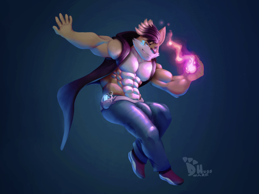 absurd_res action_pose alphonse_(verrazzano) bulge canid canine canis clothed clothing domestic_dog drakosacerdos_(artist) dwarf_hugs_(artist) fantasy fire fireball flask fur gradient_background hi_res jackal magic male mammal medieval medieval_fantasy muscular penis_outline pose potion simple_background spell tan_fur