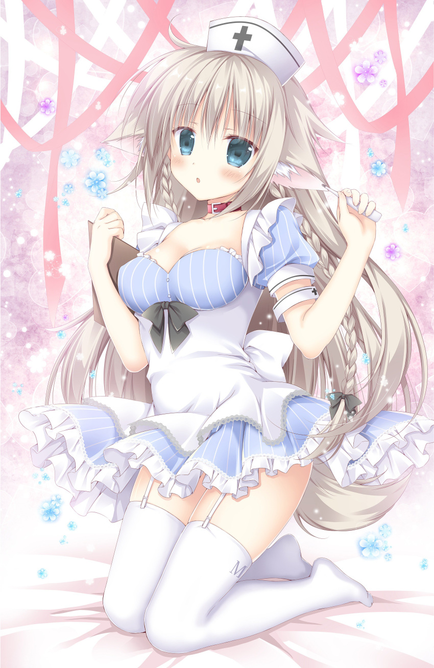 animal_ears cleavage korie_riko nurse stockings tail thighhighs