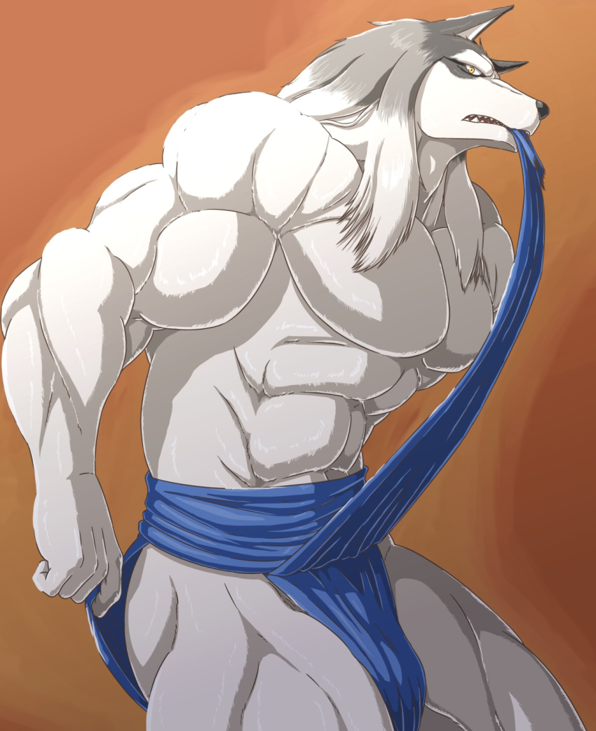 ain_macdougal broken_(artist) canid canine canis clothing feda:_the_emblem_of_justice fundoshi hi_res japanese_clothing male mammal muscular muscular_male solo underwear wolf