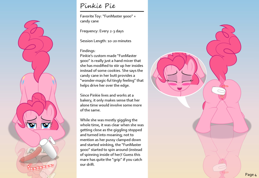 anatomically_correct anatomically_correct_pussy animal_genitalia animal_pussy ass_up blush butt clitoral_winking clitoris comic culu-bluebeaver cutie_mark edit english_text equid equine equine_pussy female feral friendship_is_magic hi_res looking_at_viewer looking_pleasured mammal masturbation my_little_pony nude orgasm penetration pinkie_pie_(mlp) pose presenting presenting_hindquarters pussy pussy_juice sex_toy simple_background smile solo text thelaughingkitsune toying_self vaginal vaginal_masturbation vaginal_penetration