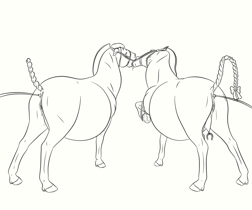 2018 absurd_res anal animal_genitalia ball_gag bdsm bondage bound digital_drawing_(artwork) digital_media_(artwork) duo equid equine female feral fur gag gagged hair hi_res horse inflation lionsilverwolf mammal nipple_piercing nipples open_mouth piercing