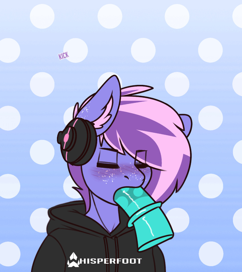 2019 animated anthro berry_frost blush clothed clothing digital_media_(artwork) dildo dotted_background english_text equid equine eyes_closed fan_character freckles hair hi_res mammal my_little_pony oral pattern_background sex_toy simple_background solo text whisperfoot