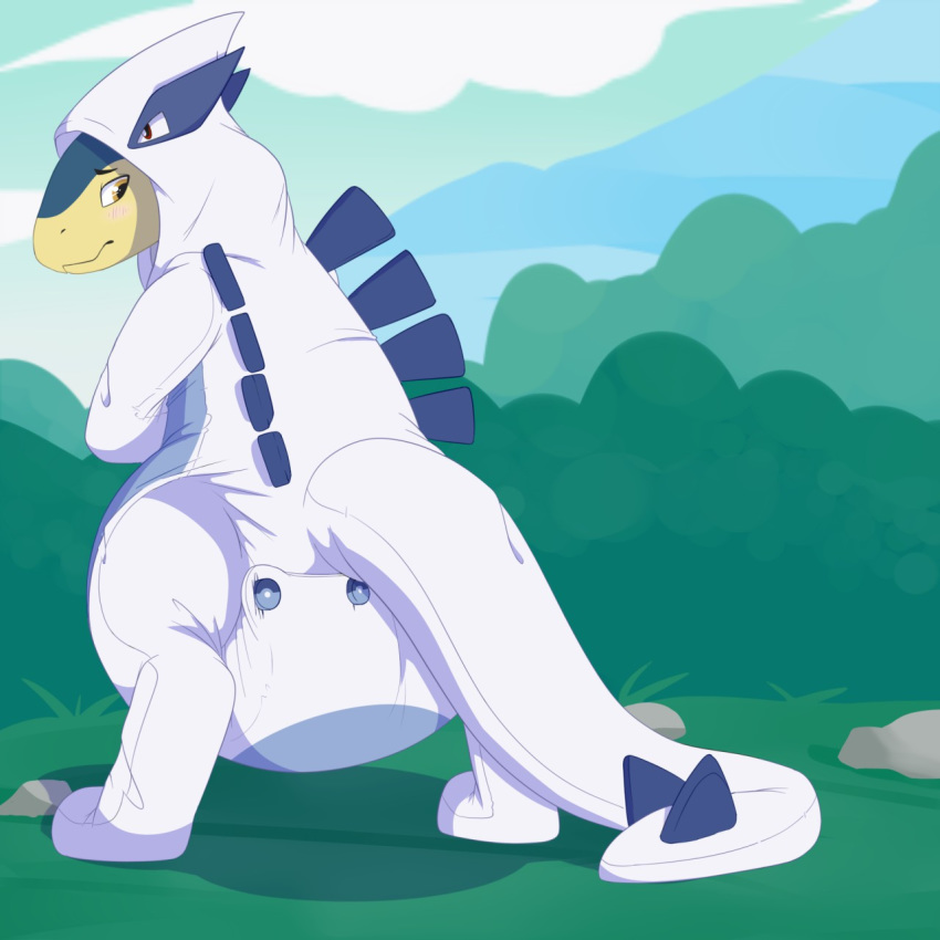 ambiguous_gender anthro blush bunnykisses diaper legendary_pok&eacute;mon looking_back lugia nintendo onesie pok&eacute;mon pok&eacute;mon_(species) solo typhlosion video_games