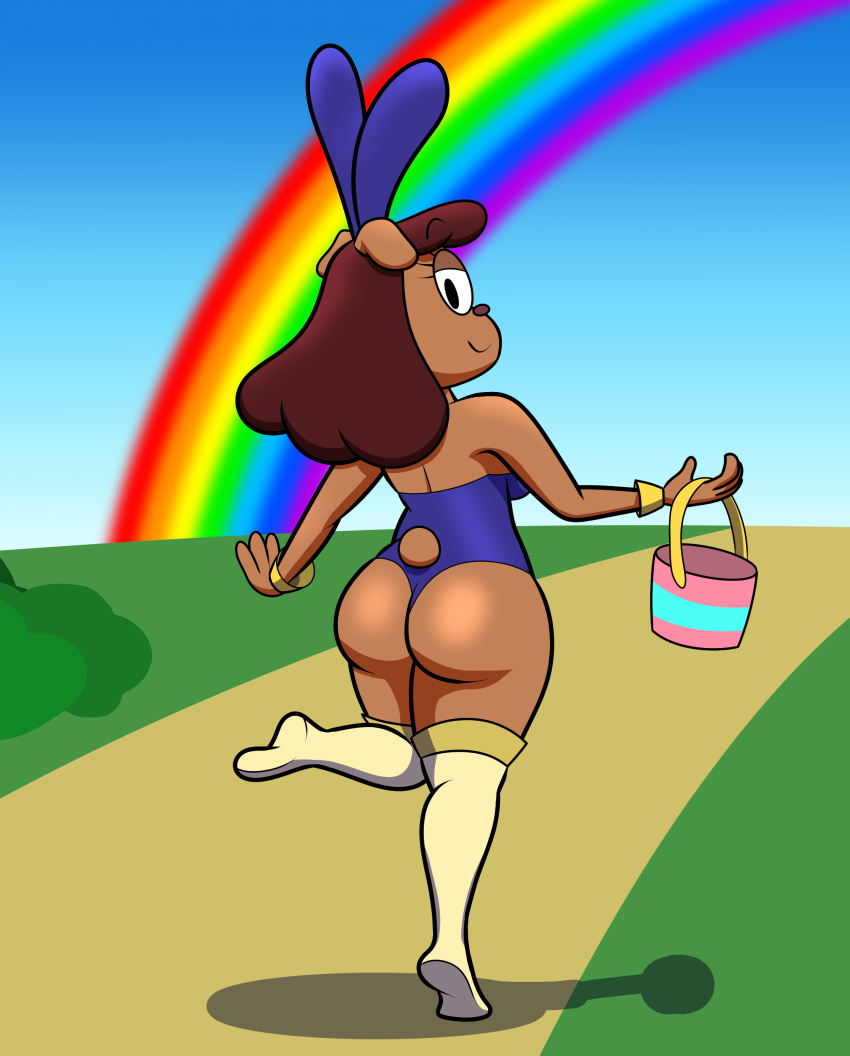 absurd_res anthro big_butt bunny_costume butt canid canine canis carla_(ok_k.o.!_lbh) cartoon_network costume domestic_dog easter female hi_res holidays mammal marcodile ok_k.o.!_let's_be_heroes outside solo