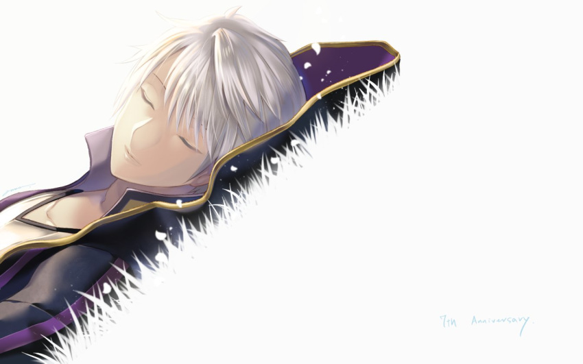 1boy amatari_sukuzakki cloak eyes_closed fire_emblem fire_emblem:_kakusei hood hoodie male_my_unit_(fire_emblem:_kakusei) my_unit_(fire_emblem:_kakusei) nintendo sleeping solo white_hair