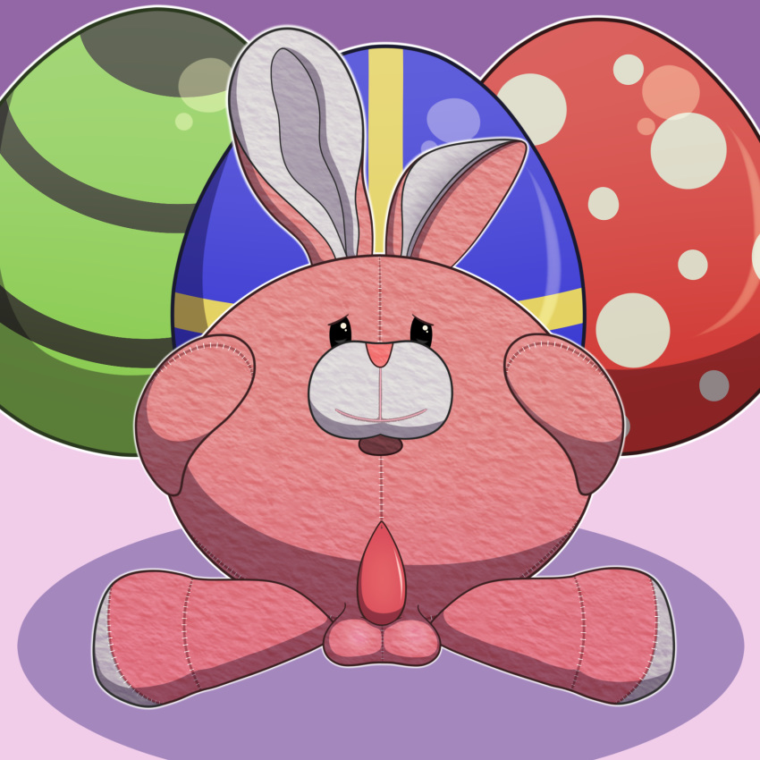 1:1 balls easter easter_egg hi_res holidays lagomorph leporid male mammal neitsuke penis plushie rabbit spread_legs spreading