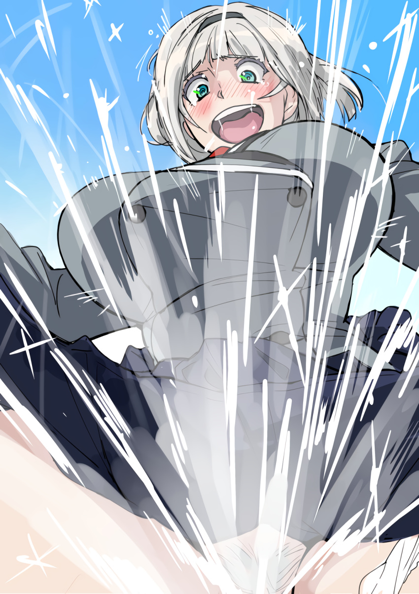 10s 1girl anna_nishikinomiya aqua_eyes blush breasts chirima choker female_ejaculation hairband highres large_breasts open_mouth panties shimoneta_to_iu_gainen_ga_sonzai_shinai_taikutsu_na_sekai short_hair silver_hair underwear