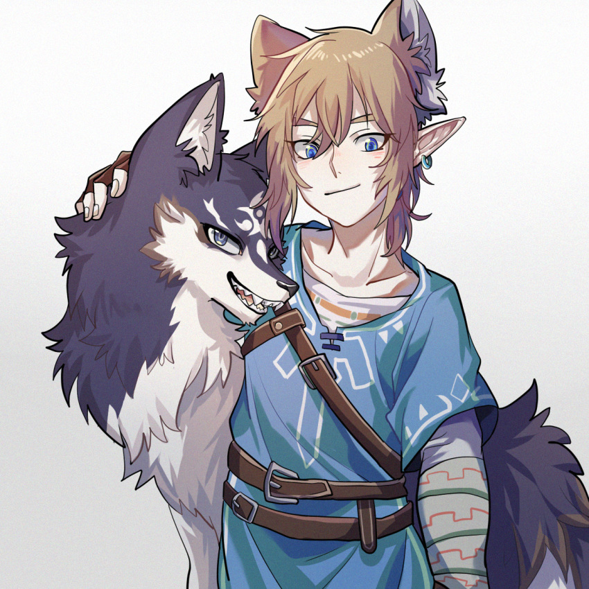 1:1 animal_humanoid blonde_hair breath_of_the_wild canid canid_humanoid canine canine_humanoid canis clothed clothing duo feral hair hi_res humanoid hylian kilikoatoblack link link_(wolf_form) male mammal nintendo the_legend_of_zelda twilight_princess video_games wolf wolf_humanoid