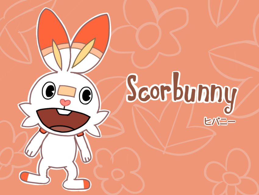 2019 anthro fur happy_tree_friends looking_at_viewer nintendo open_mouth parody pok&eacute;mon pok&eacute;mon_(species) scorbunny smile teeth video_games white_fur yoshizaurusu_n