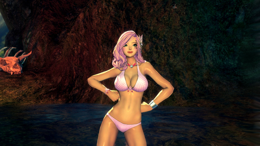 3d blade_&amp;_soul breasts green_eyes jin large_breasts pink_hair