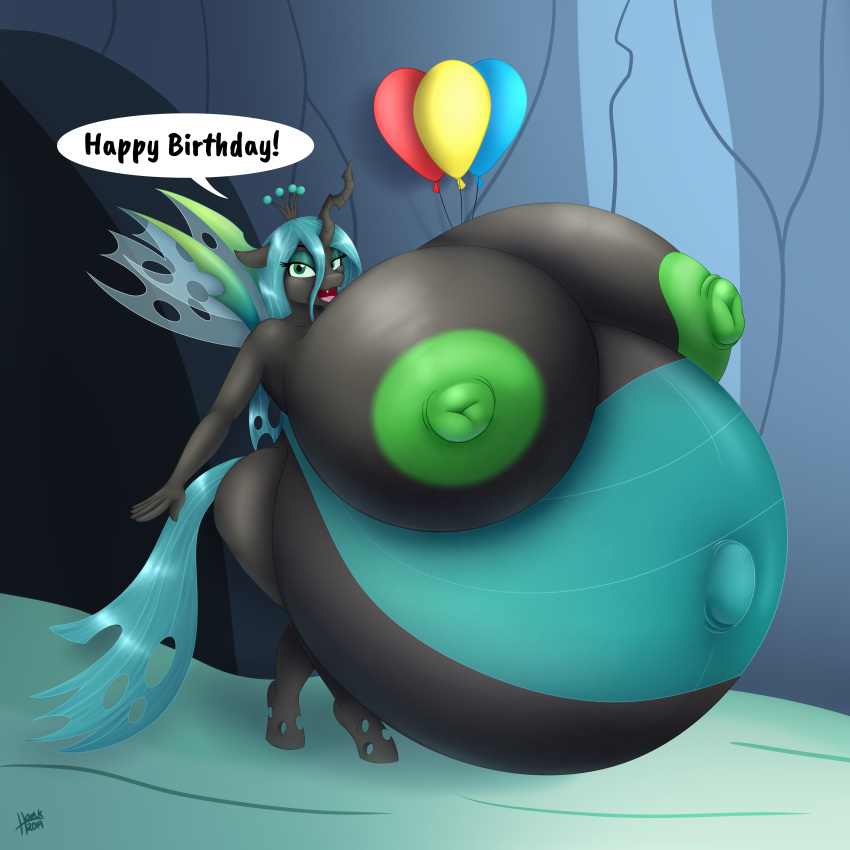 09hankris 1:1 2019 absurd_res areola balloon big_breasts breasts changeling dialogue english_text female friendship_is_magic hair hi_res hole_(anatomy) horn huge_breasts hyper hyper_breasts hyper_pregnancy looking_at_viewer my_little_pony nipples open_mouth pregnant queen_chrysalis_(mlp) solo text wings