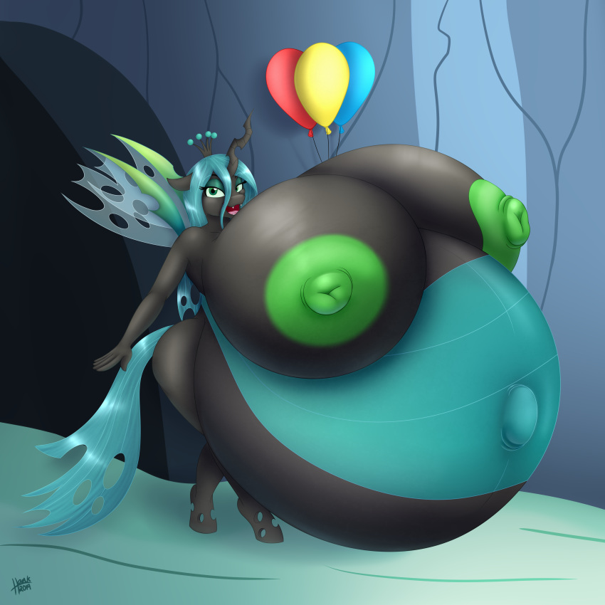 09hankris 1:1 2019 absurd_res areola balloon big_breasts breasts changeling female friendship_is_magic hair hi_res hole_(anatomy) horn huge_breasts hyper hyper_breasts hyper_pregnancy looking_at_viewer my_little_pony nipples open_mouth pregnant queen_chrysalis_(mlp) solo wings