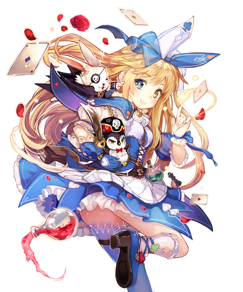 alice aurora_legend dress garter heels heterochromia skirt_lift spirtie thighhighs