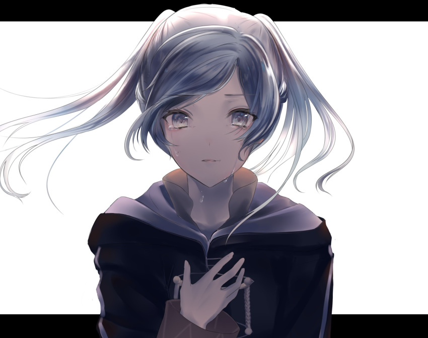 1girl crying crying_with_eyes_open female_my_unit_(fire_emblem:_kakusei) fire_emblem fire_emblem:_kakusei highres long_sleeves my_unit_(fire_emblem:_kakusei) nintendo parted_lips simple_background snk_anm solo tears twintails upper_body white_background white_hair