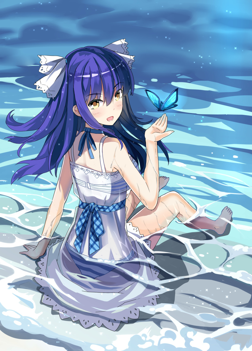 bra dress pantsu qihai_lunpo see_through shimapan summer_dress wet wet_clothes