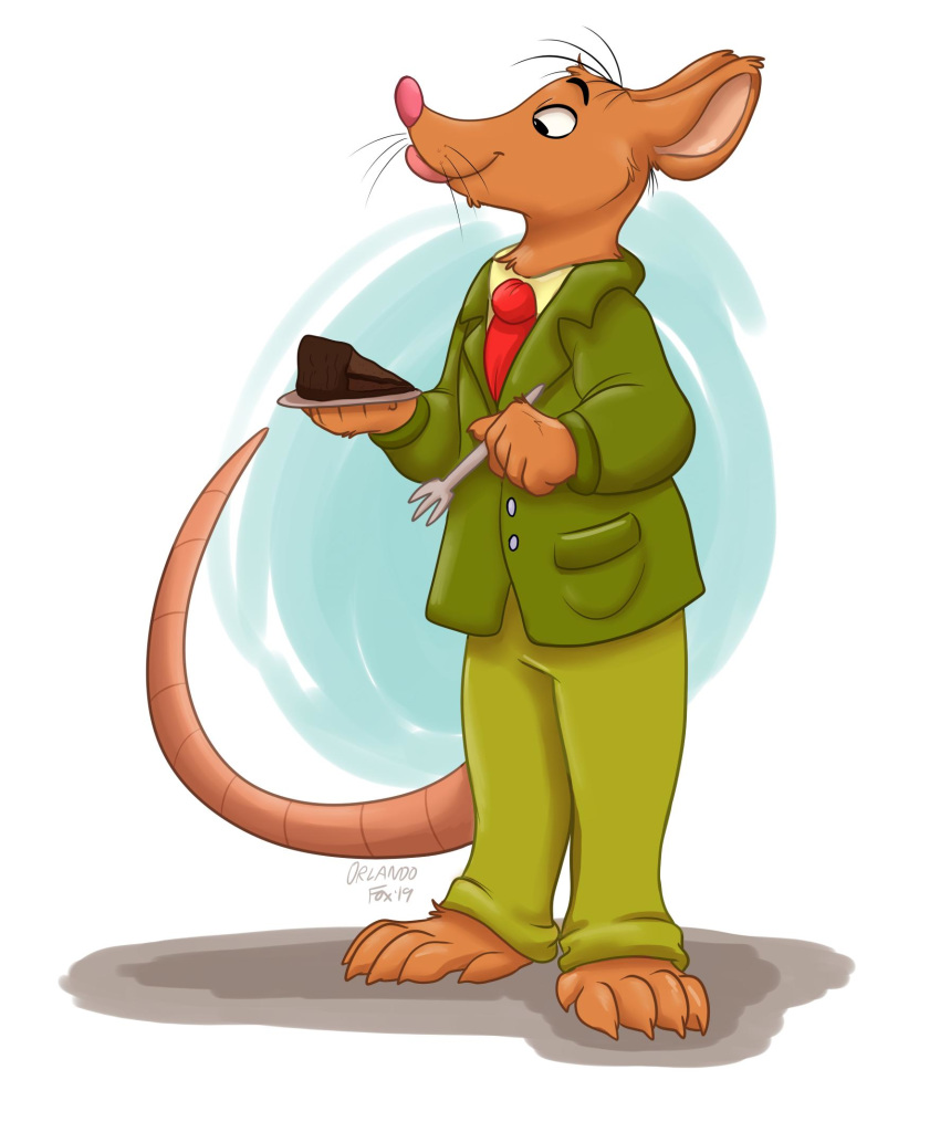2019 anthro arthur_(series) by-nc-nd cake clothed clothing creative_commons digital_media_(artwork) food fur hi_res male mammal murid murine nigel_ratburn orlandofox rat rodent simple_background