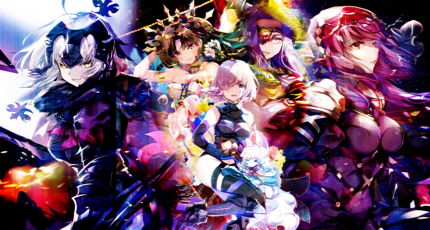 armor fate/grand_order fou_(fate/grand_order) garter heels ishtar_(fate/grand_order) jeanne_d'arc jeanne_d'arc_(alter)_(fate) mash_kyrielight scathach_(fate/grand_order) tagme thighhighs