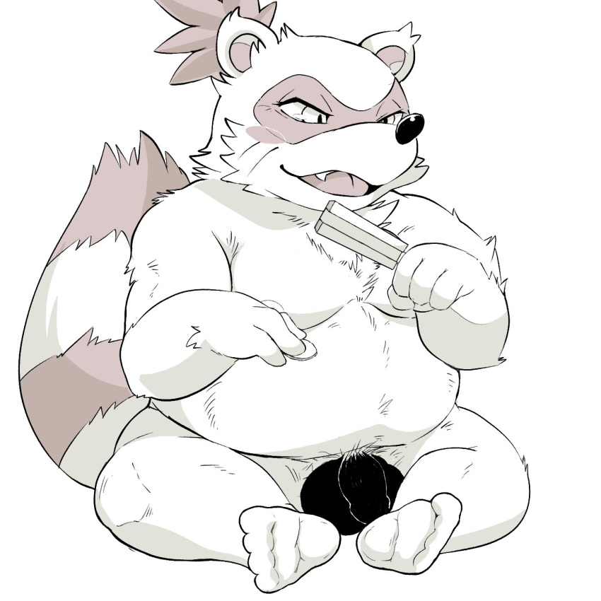 1:1 2019 anthro balls belly canid canine cute_fangs flaccid hi_res humanoid_hands humanoid_penis hysk male mammal moobs nipples overweight overweight_male penis raccoon_dog sengoku_puzzle sitting solo tanuki tokugawa_ieyasu