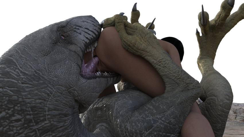 16:9 3d_(artwork) dakotaraptor daz digital_media_(artwork) dinosaur dromaeosaurid female hi_res lying paws pussy reptile saliva scalie sex studio theropod tongue