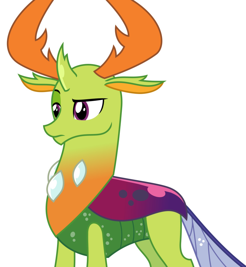 absurd_res antlers changeling eyebrows female hi_res horn my_little_pony purple_eyes raised_eyebrow sketchmcreations solo thorax_(mlp) vector