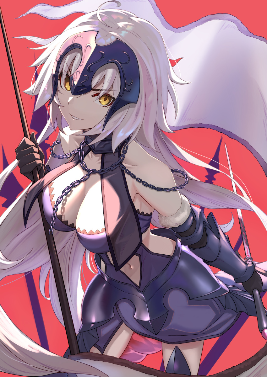 armor cleavage fate/grand_order fifty1202 jeanne_d'arc jeanne_d'arc_(alter)_(fate) sword