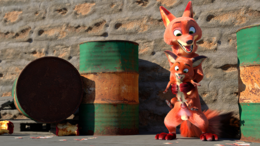 16:9 3d_(artwork) age_difference anal anal_penetration animal_genitalia animal_penis anthro anus balls canid canine carrying cub digital_media_(artwork) disney duo fox hi_res holding_(disambiguation) male male/male mammal nick_wilde penetration penis scimunk selfcest sex size_difference square_crossover stand_and_carry_position standing young zootopia