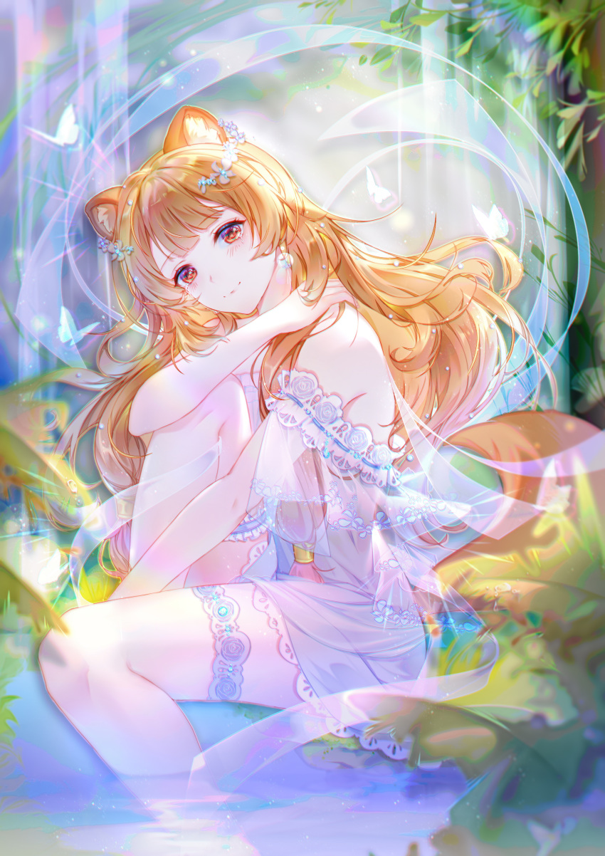 animal_ears dress garter irisrey raphtalia see_through tail tate_no_yuusha_no_nariagari wet