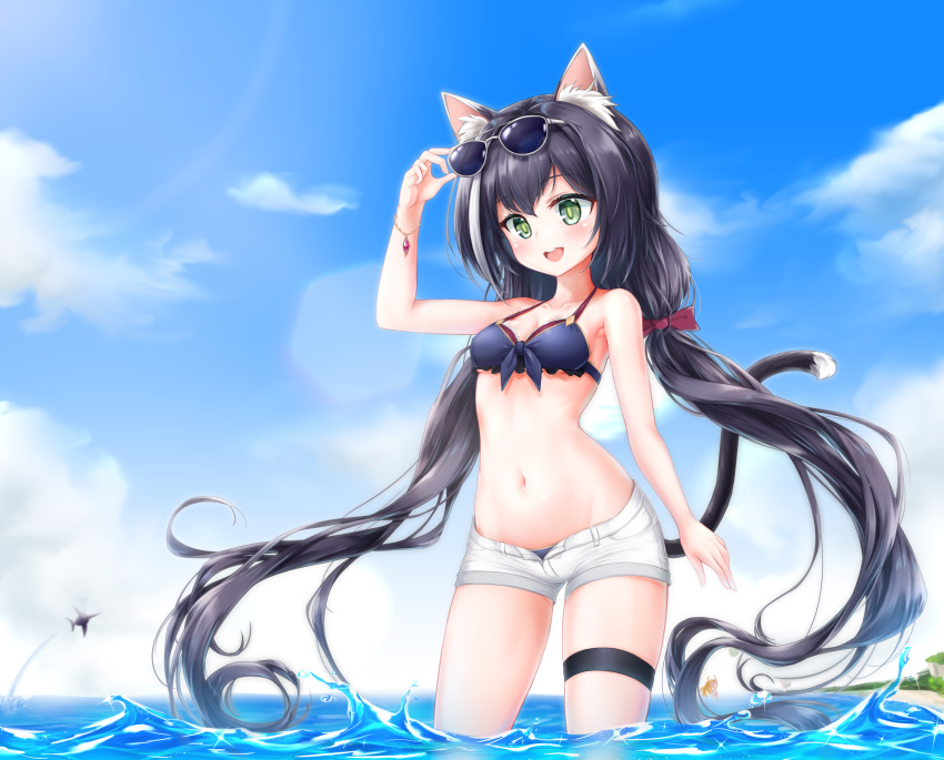 animal_ears bikini cleavage garter gukukim kyaru megane nekomimi princess_connect!_re:dive swimsuits tail wet