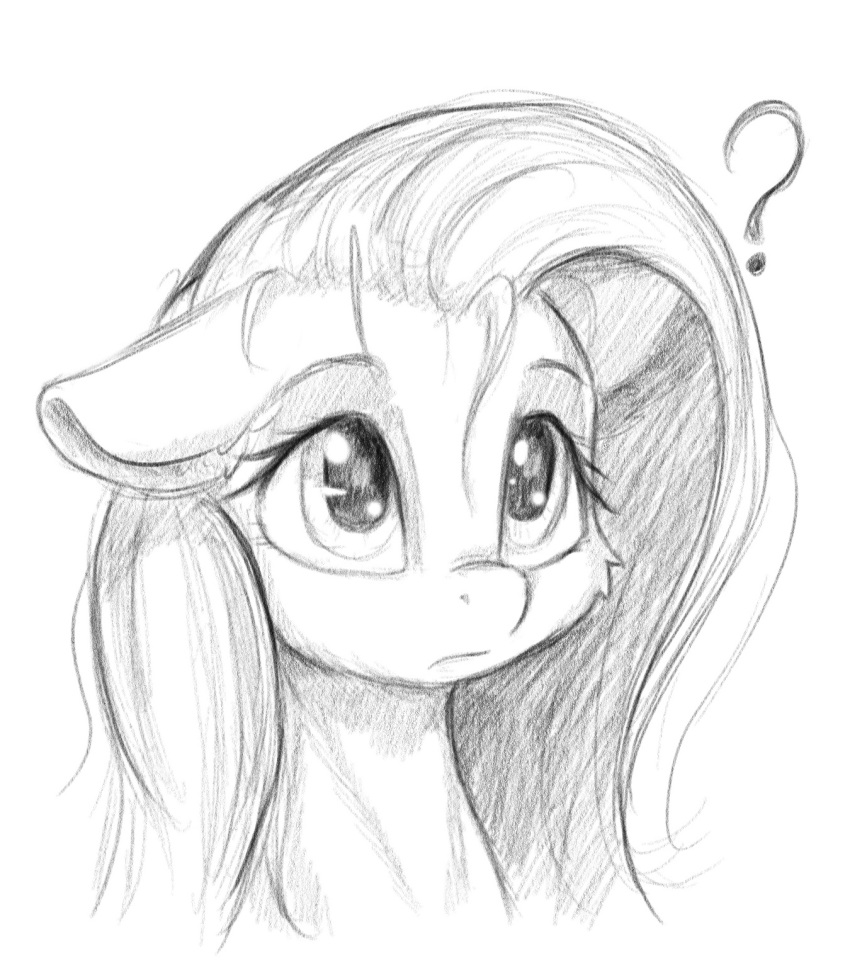 2019 ? alcor90 equid equine eyelashes female feral fluttershy_(mlp) friendship_is_magic hi_res mammal my_little_pony simple_background sketch solo