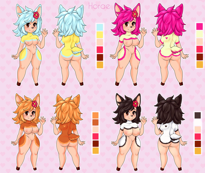 &lt;3 2019 absurd_res anthro areola autumn_deerling big_breasts breasts butt cleavage clothed clothing color_swatch deerling flower fur hair hi_res hooves horae_deerling model_sheet nintendo nipples plant pok&eacute;mon pok&eacute;mon_(species) rear_view short_stack small_breasts spring_deerling summer_deerling thick_thighs varinxo video_games wide_hips winter_deerling