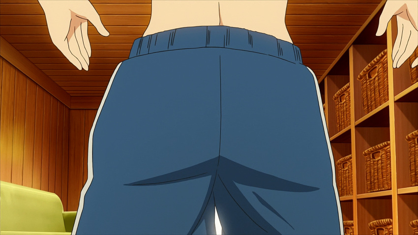 1girl animated animated_gif ass bottomless genderswap highres huge_ass maken-ki! maken-ki!_two nude ooyama_takeko ooyama_takeru self_exposure takami_akio undressing xebec