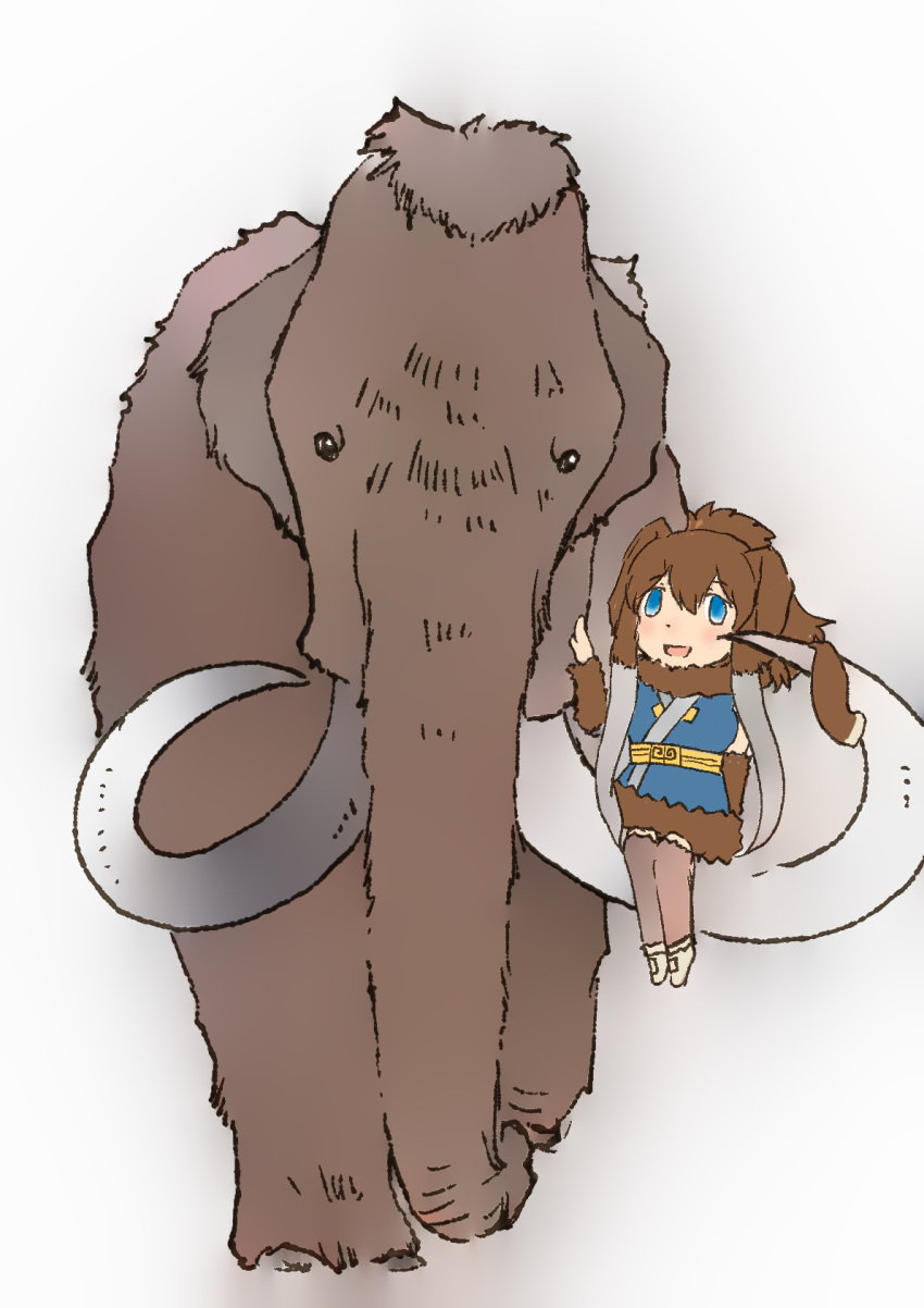 2019 ambiguous_gender animal_humanoid beady_eyes belt biped black_eyes blue_clothing blue_eyes blue_topwear blush bottomwear brown_bottomwear brown_clothing brown_ears brown_fur brown_hair brown_legwear carrying clothed clothing digital_drawing_(artwork) digital_media_(artwork) duo elephantid female feral floppy_ears footwear full-length_portrait fully_clothed fur grey_hair grey_highlights hair hair_highlights hi_res humanoid iceeye_ena japanese kemono_friends larger_ambiguous larger_feral legwear light_skin looking_at_viewer mammal mammoth mammoth_humanoid multicolored_hair open_mouth open_smile pigtails ponytail portrait proboscidean proboscidean_humanoid quadruped scarf shadow shoes simple_background sitting size_difference smaller_female smaller_humanoid smile standing tan_skin topwear trunk tusks two_tone_hair walking white_background white_clothing white_footwear white_shoes woolly_mammoth_(kemono_friends)