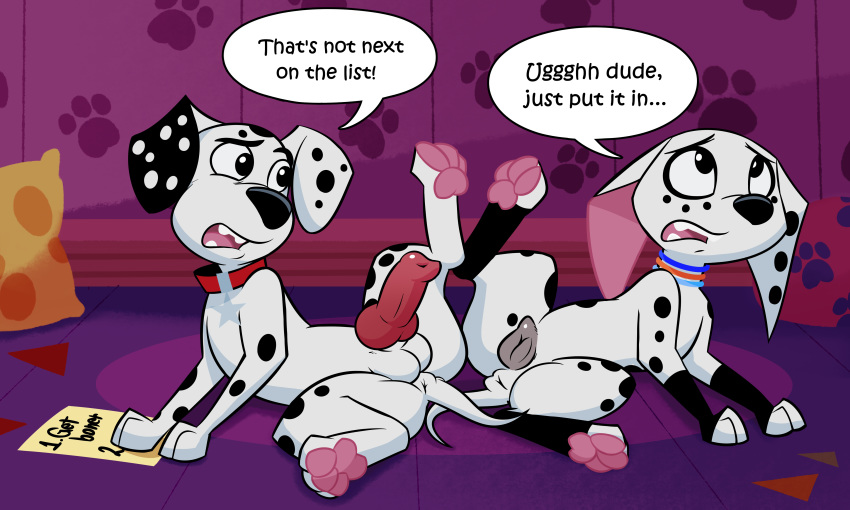 101_dalmatian_street 101_dalmatians 2019 absurd_res animal_genitalia animal_penis animal_pussy anus balls brother brother_and_sister canid canine canine_penis canine_pussy canis dalmatian dialogue disney dolly_(101_dalmatians) domestic_dog duo dylan_(101_dalmatians) english_text female feral hi_res incest male mammal manene penis pussy sibling sister smitty_g text
