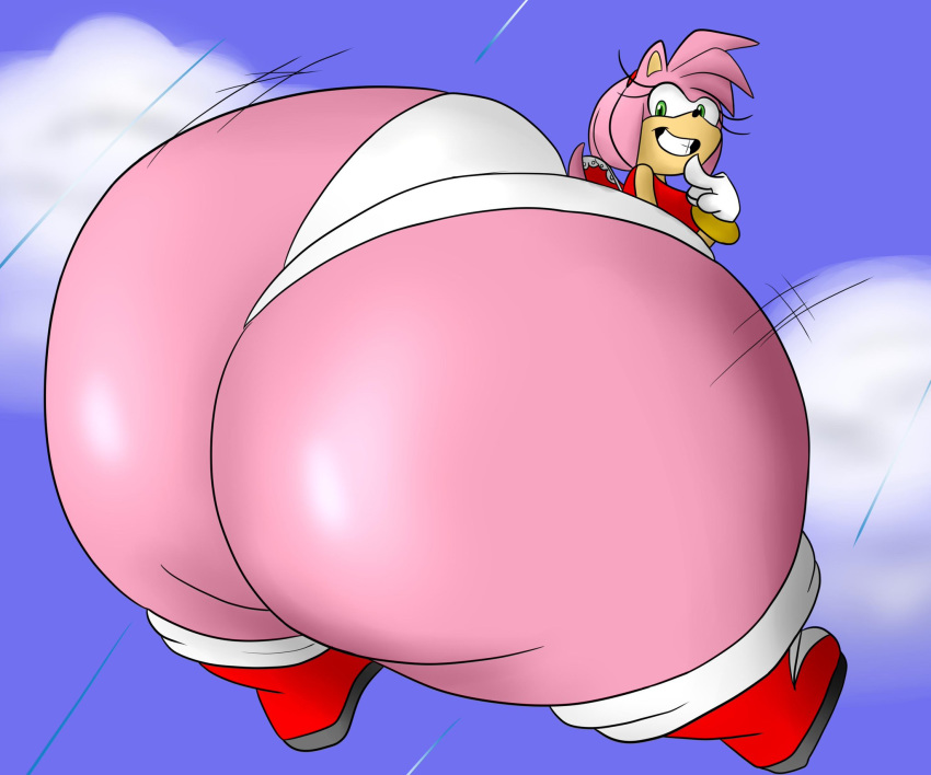 amy_rose big_butt butlova butt clothed clothing dress eulipotyphlan eyelashes falling female fur gloves green_eyes hair hairband hedgehog hi_res huge_butt hyper hyper_butt jewelry looking_at_viewer mammal pink_fur pink_hair smappa solo sonic_(series) thick_thighs