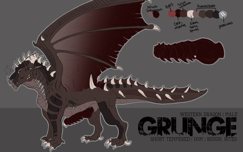 absurd_res animal_genitalia big_penis claws digitigrade dragon erection feral grunge_dragon hi_res horn invalid_tag knot lynxrush male membranous_wings model_sheet penis piercing precum scales scalie solo spikes standing western_dragon wings