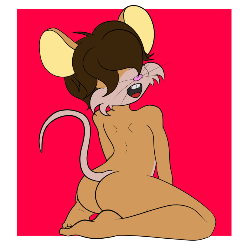 1:1 anthro brown_fur brown_hair butt fur hair hi_res kamikiller male mammal mouse murid murine nude rodent sirreal_(kamikiller) solo