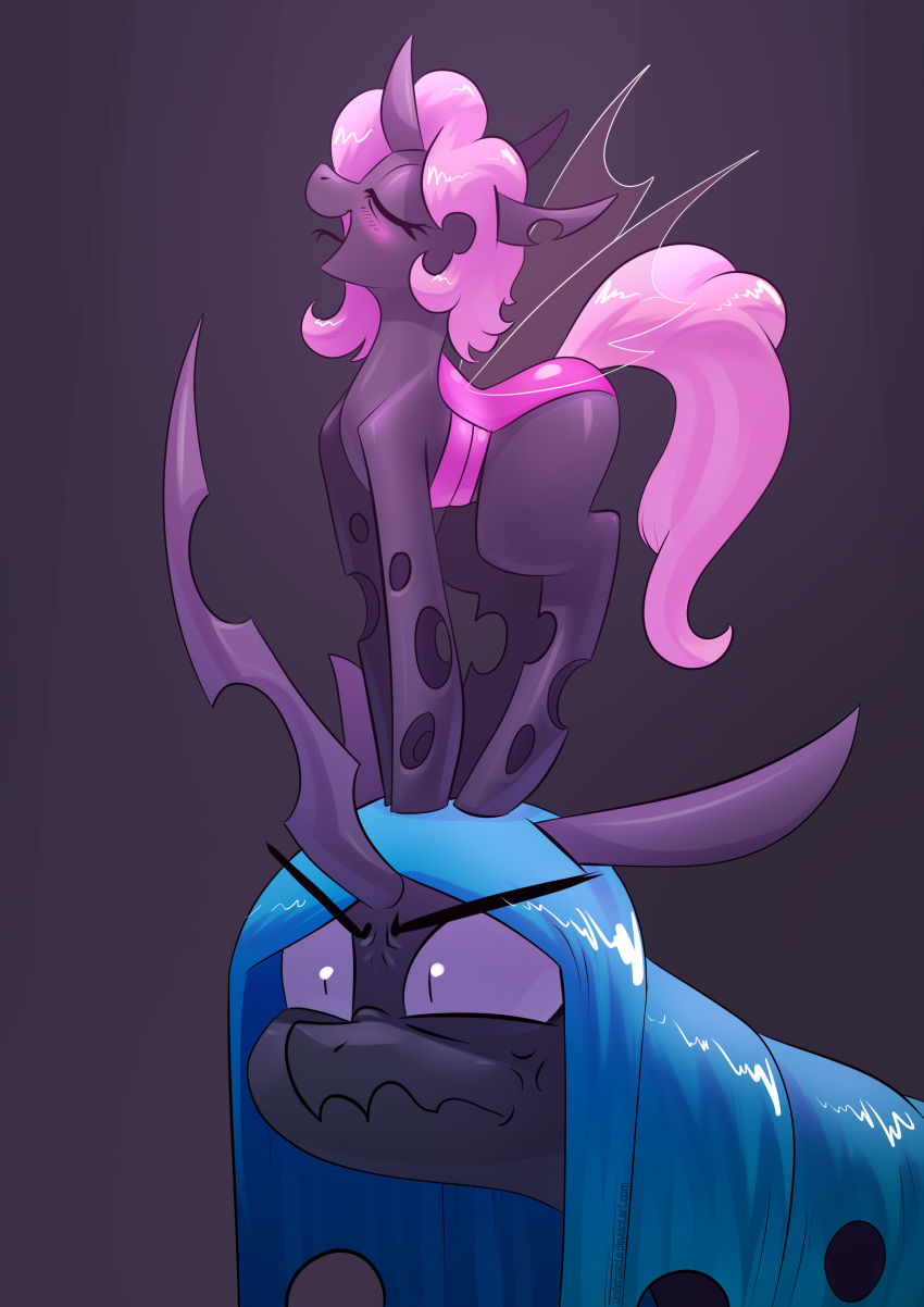 2019 absurd_res annoyed blush changeling fan_character female forked_tongue friendship_is_magic hi_res insect_wings my_little_pony queen_chrysalis_(mlp) tongue underpable wings
