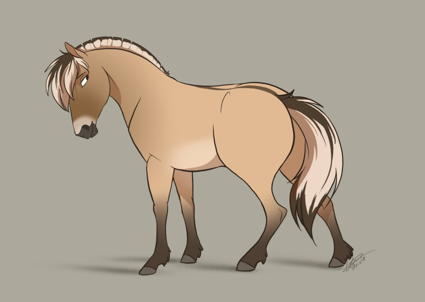 2019 d_vixie dennyvixen digital_media_(artwork) equid equine feral fur hi_res hooves horse mammal simple_background solo standing tan_fur