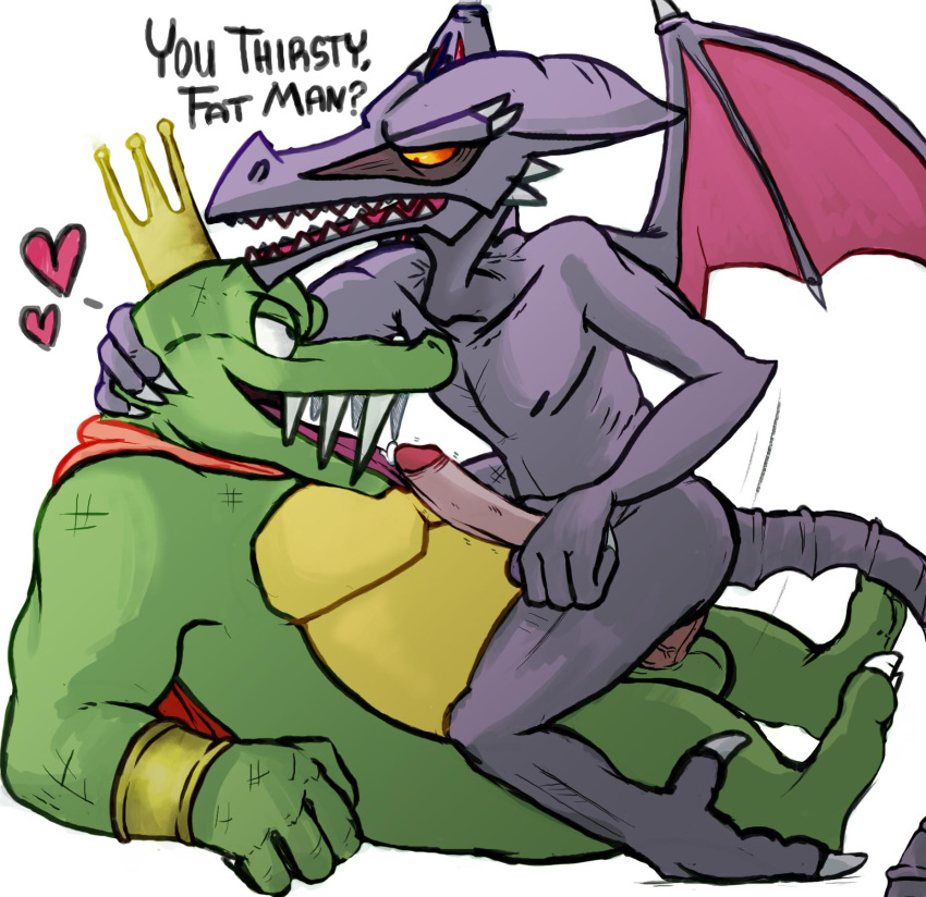 alien anal anal_penetration anthro bowserboy101 crocodilian donkey_kong_(series) dragon duo erection hi_res humanoid_penis king_k._rool king_k.rool male male/male metroid mewtroid nintendo penetration penis reptile ridley scalie sex simple_background super_smash_bros. super_smash_bros._ultimate video_games white_background