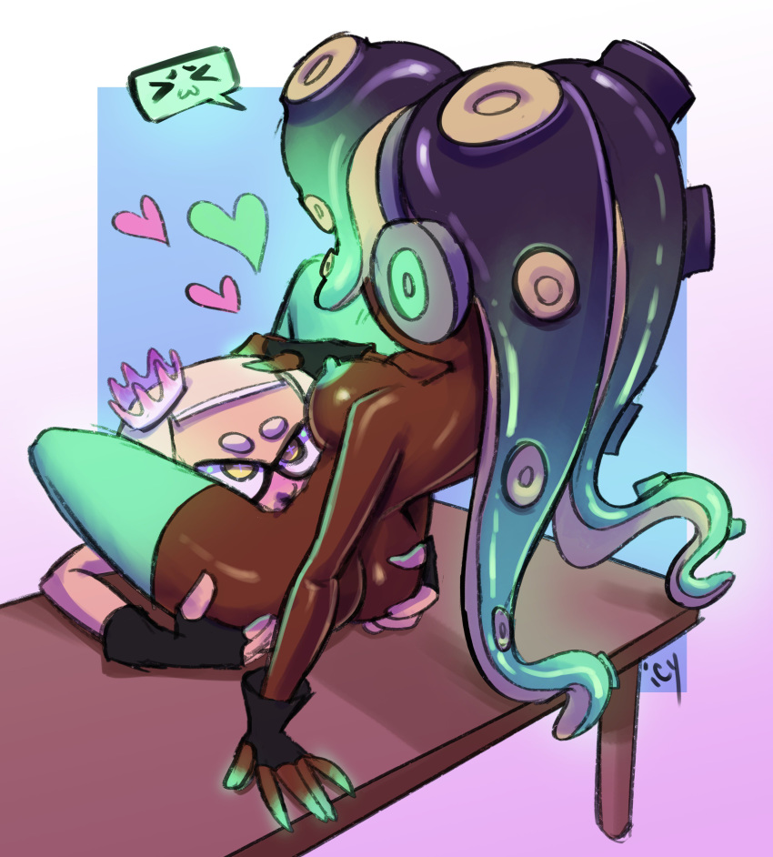 &lt;3 2018 absurd_res animal_humanoid breasts butt cephalopod cephalopod_humanoid clothing crown cunnilingus dark_skin duo female female/female fingerless_gloves gloves hand_on_butt headphones hi_res humanoid inkling iseenudepeople legwear marina_(splatoon) marine marine_humanoid mollusk mollusk_humanoid mostly_nude nintendo nipples octarian octoling off_the_hook_(splatoon) oral pearl_(splatoon) pictographics sex signature splatoon table tentacle_hair tentacles vaginal video_games