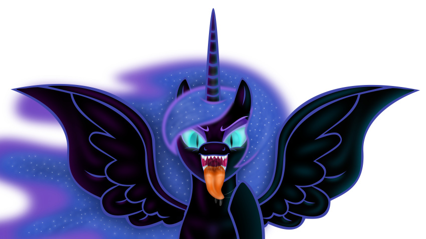 16:9 absurd_res alpha_channel drooling emu34b equid female feral friendship_is_magic hi_res hooves horn mammal mouth_shot my_little_pony nightmare_moon_(mlp) saliva sharp_teeth slit_pupils spread_wings teeth tongue tongue_out vector winged_unicorn wings