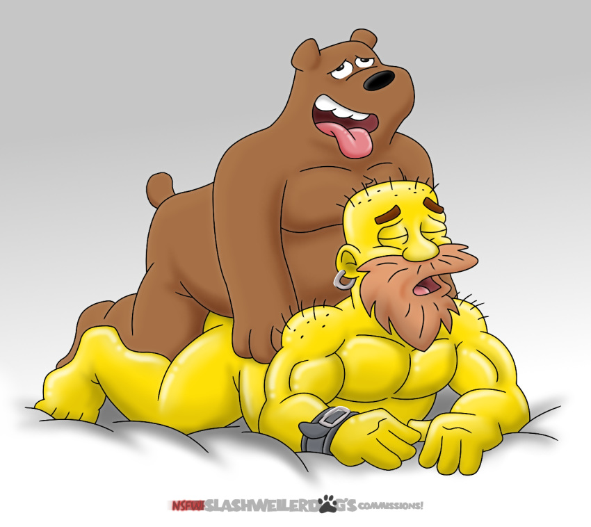 cartoon_network crossover duo grizzly_(wbb) human interspecies male male/male mammal slashweilerdog the_simpsons ursid we_bare_bears