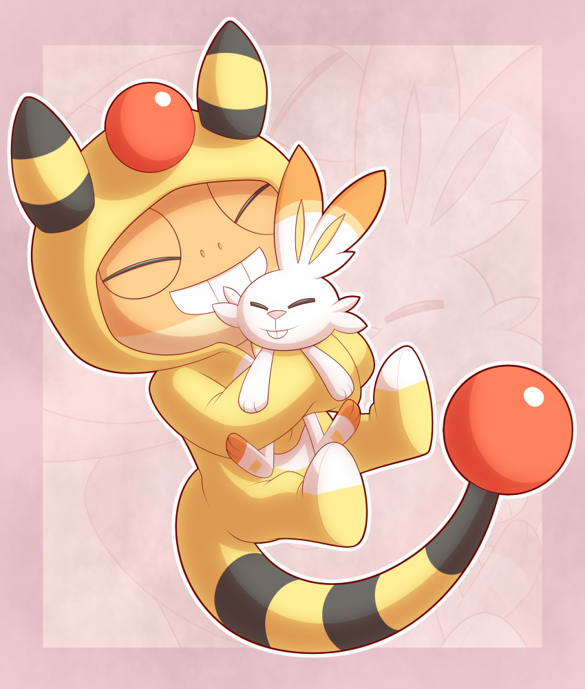 absurd_res ampharos amphy hi_res hug nintendo pok&eacute;mon pok&eacute;mon_(species) rodricoro scorbunny scraggy video_games