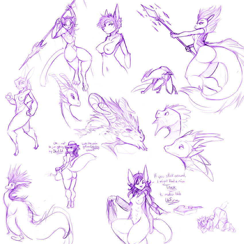 1:1 2016 3_fingers 6_breasts all_fours ambiguous_gender amulet anthro ass_up athletic blush breasts butt canid canine canis cervid clenched_teeth clothing dialogue digitigrade domestic_cat domestic_dog dragon ellen_heart felid feline felis female feral fox group hair hat headgear headwear hi_res hooves horn jumping long_hair looking_at_viewer mammal mane melee_weapon monochrome multi_breast navel nipples nude open_mouth pawpads polearm pussy short_hair simple_background sketch smile snout spear standing surprise teeth thick_thighs transformation watsup weapon white_background wide_hips wolf