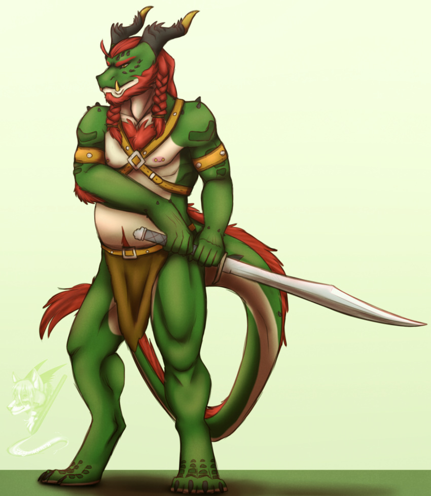 anthro dragon hi_res humanoid hybrid icy-marth male melee_weapon orc solo sword weapon