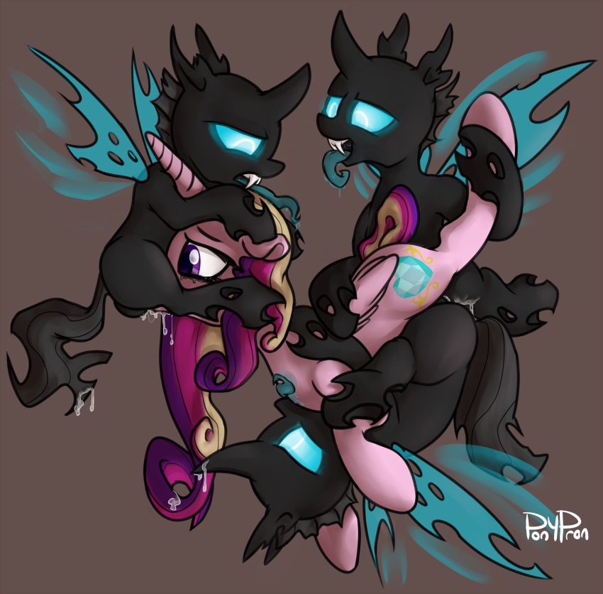 2014 absurd_res changeling cum cum_in_mouth cum_inside cutie_mark drone_(mlp) equid feathered_wings feathers fellatio female feral forced foursome friendship_is_magic gangbang glowing glowing_eyes group group_sex hi_res hole_(anatomy) horn insect_wings male male/female mammal my_little_pony oral penetration penile ponypron princess_cadance_(mlp) rape saliva sex simple_background spitroast tears tongue tongue_out winged_unicorn wings