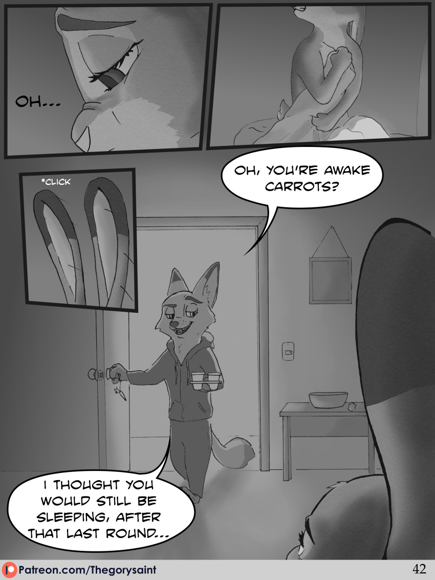 absurd_res canid canine comic disney female fox hi_res judy_hopps lagomorph leporid mammal nick_wilde not_again rabbit the_gory_saint zootopia